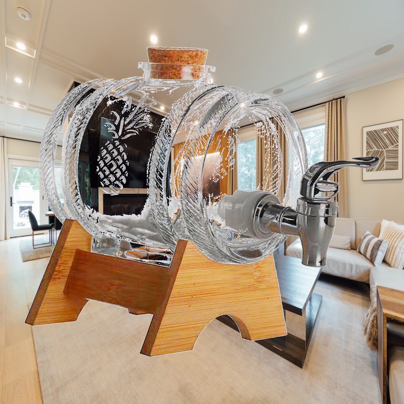 Wine Beer And Spirit - Dispensador de Vidro Premium com Tampa