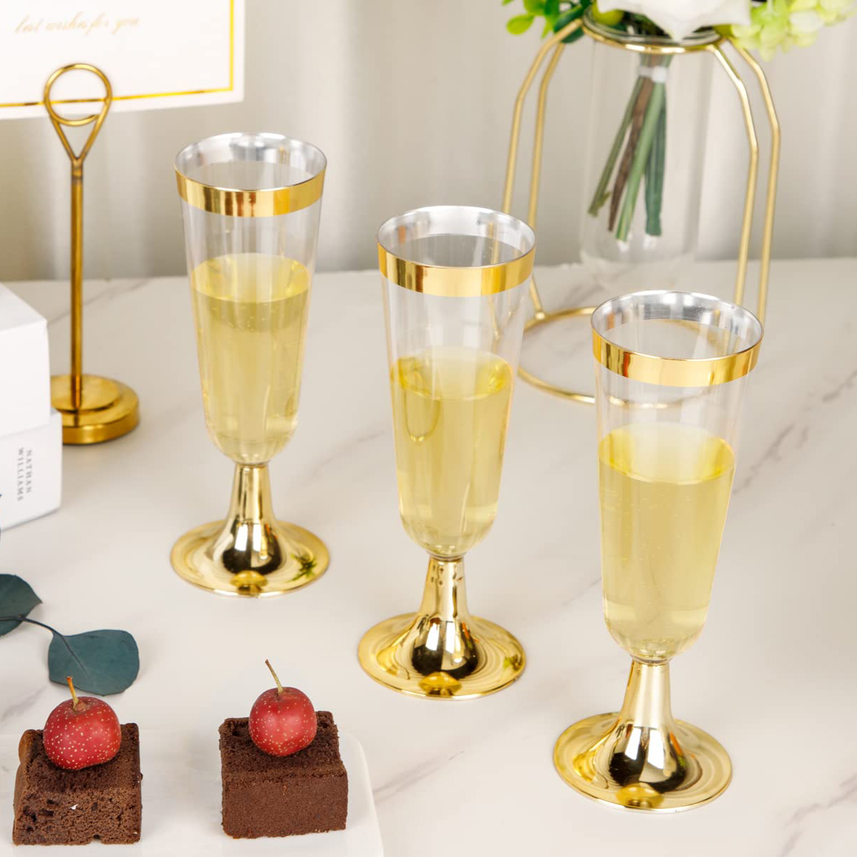 Copo de vinho descartável, 50  - Champagne Flute Pair avaliação e preço